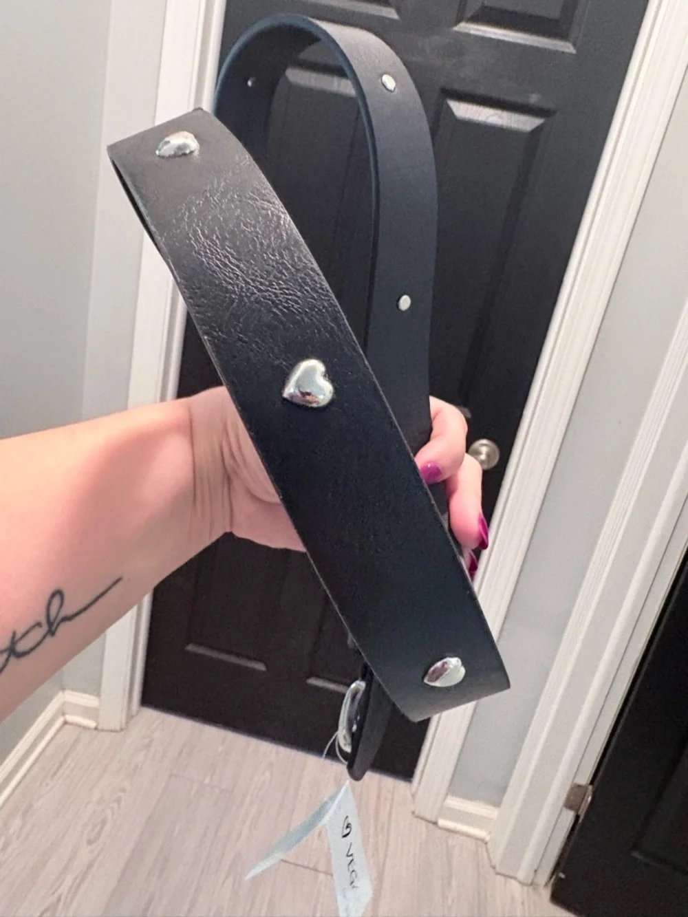 TWO BELTS BUNDLE: Black Heart-Studded & Brown Leather Belt-Vegan NWT
